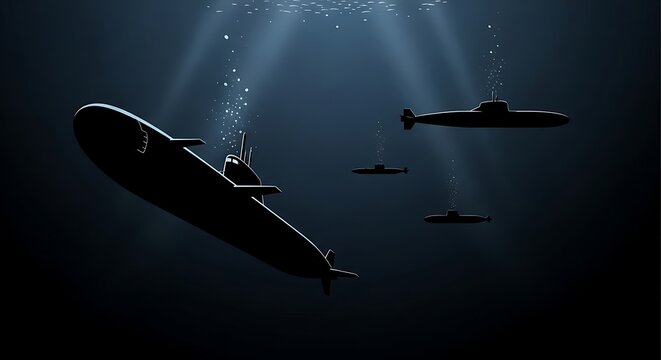 Submarines in deep ocean water.