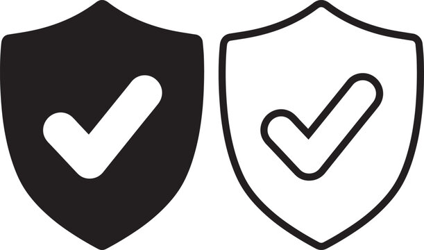 Shield with check mark security protection icon vector