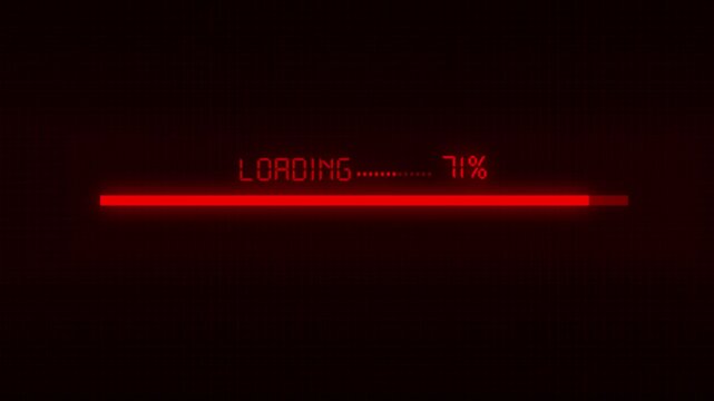 Loading bar animation with red digital. Loading bar forty two percent progress. Loading bar technology interface graphic on black background for status.
