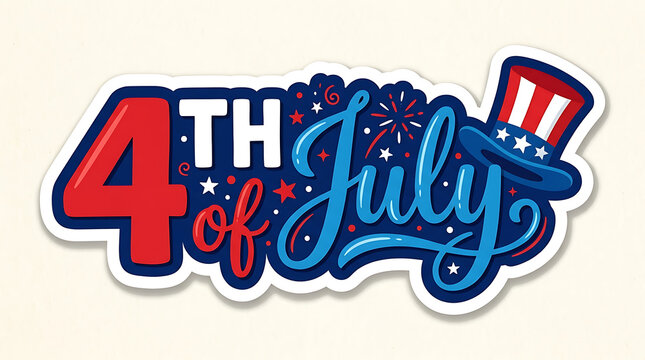 Red blue white 4th of july text with uncle sam hat holiday celebration