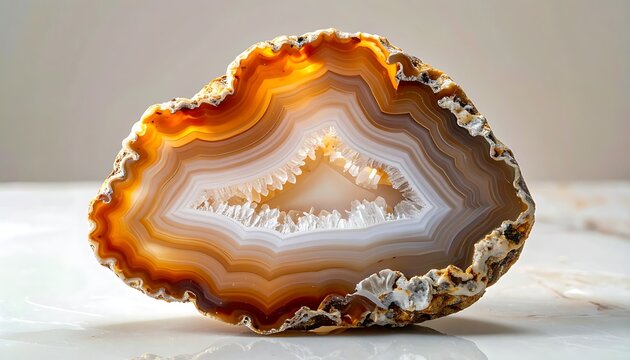 Vibrant Agate Geode Mineral Specimen Display.