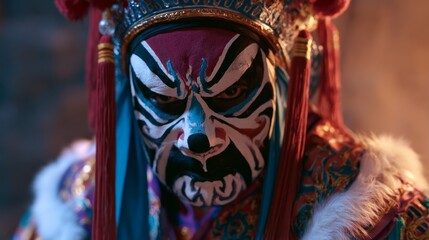 Obraz premium A close-up of a traditional Chinese opera mask