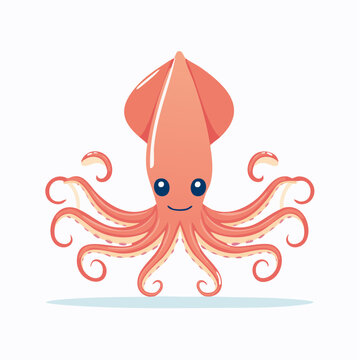 Cute Cartoon Squid Illustration