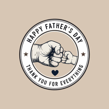 Happy Father's Day" elegant script typography with blue heart and bow tie icon on a soft light background