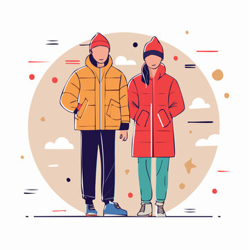 Couple in Winter Coats and Beanies