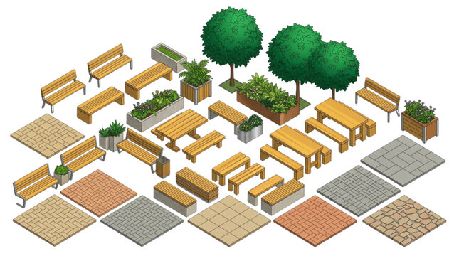 Isometric Blocks for Urban Design and Landscape Architecture Projects