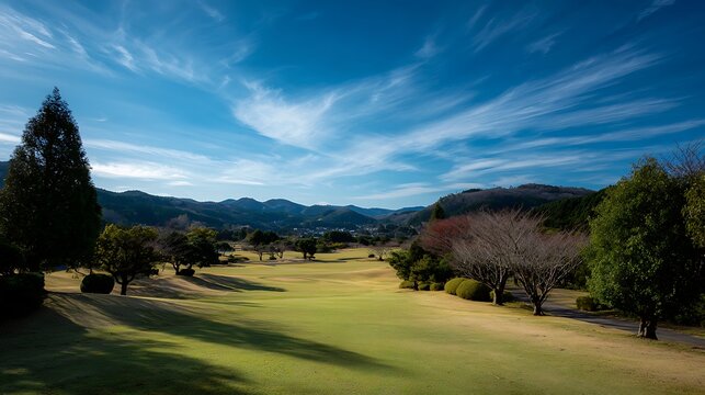 Picturesque Golf Course under Clear Blue Sky / 澄み切った青空の下の絵のように美しいゴルフコース