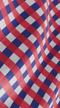 Vertical 3D Independence Day 4th July gingham red white blue pattern loop animation patriotic USA flag picnic America holiday freedom celebration fabric textile checkered banner poster greeting card