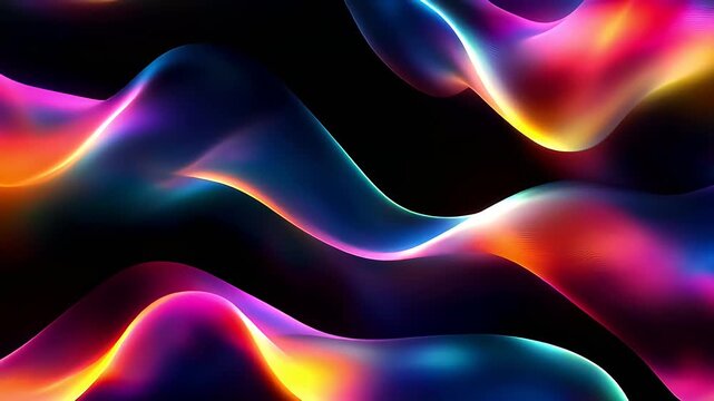 Vibrant abstract wavy colorful neon light design.