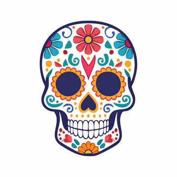 Colorful Sugar Skull Illustration