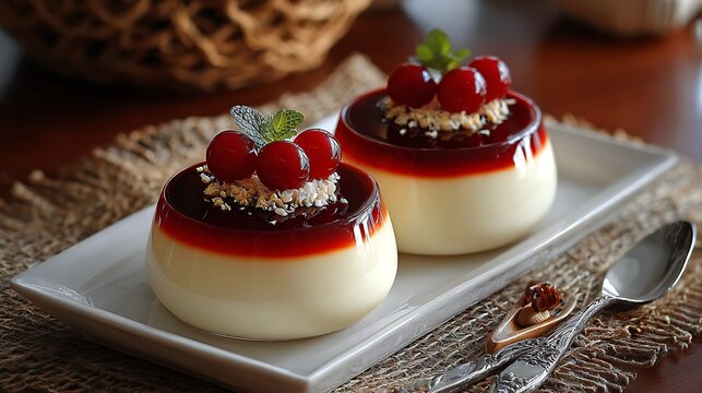 Creme Caramel with Berries and Caramel Sauce / ベリーとキャラメルソースを添えたプリン