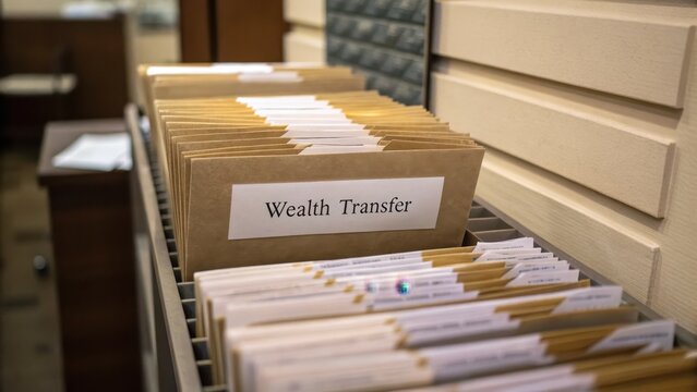 Organized Paper Folders for Financial Records in Wooden Cabinet