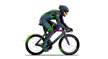 Obraz premium Cyclist riding a bicycle on road.
