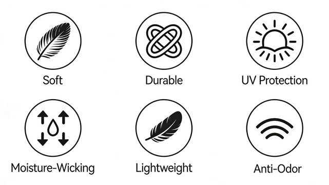 Displaying icons such as softness, moisture wicking, odor proof, and UV resistant, the high-performance fabric design of close fitting sportswear is comfortable and skin friendly.
