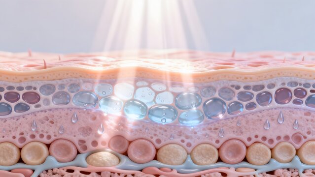 Cross section of human skin layers