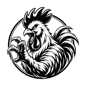 Fierce rooster mascot emblem