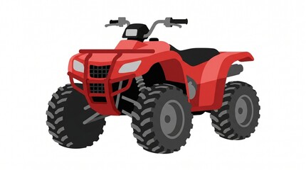 Obraz premium Red all-terrain vehicle with large tires on a white background