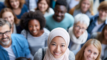 Obraz premium Close-up of a high-angle shot of diverse people of different nationalities representing equal rights, equal rights diversity concept, overhead perspective photography, cultural