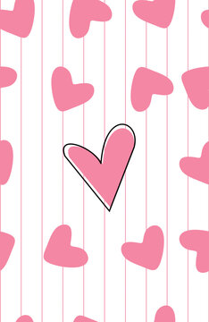 Pink heart seamless pattern vector illustration in flat style love concept heart p