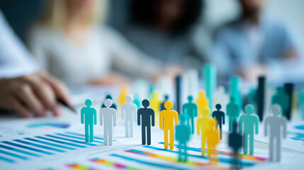 Obraz na płótnie Canvas Close-up of a diverse population census banner showing global data and diverse community statistics, census diversity concept, population data photography, global demographic