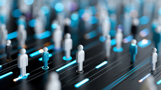 Close-up of a modern population statistics visualization showing a diverse community in banner format, demographic diversity concept, census visualization photography, global