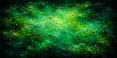 An abstract dark green and blue galaxy background with bright nebula clouds, starry space texture, and a fantasy smoke pattern © Kazim