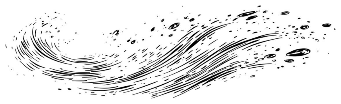 Cosmic stardust swirl with floating meteorites and space particles in vintage engraving style