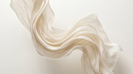 Fototapeta premium Fabric flows gracefully in soft waves against a clean neutral background to represent elegance.