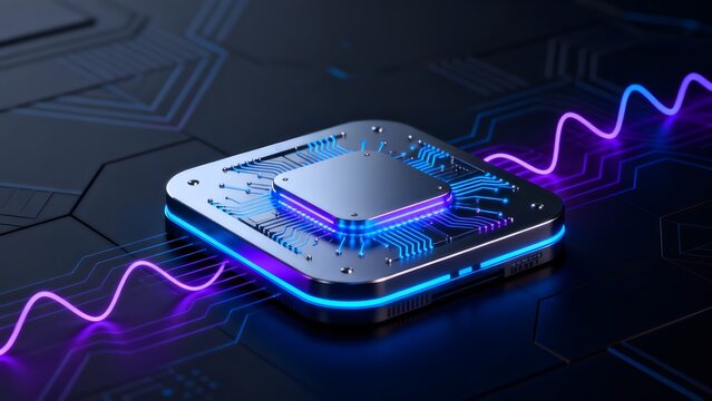 Microchip with glowing circuitry