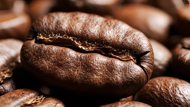 Macro shot of roasted coffee beans highlighting texture and aroma.