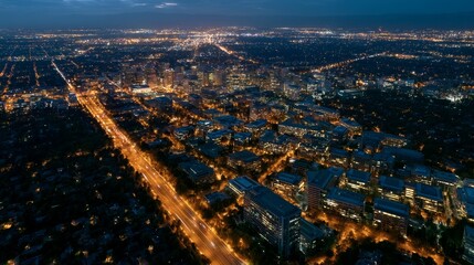 Fototapeta premium Aerial night view of a cityscape