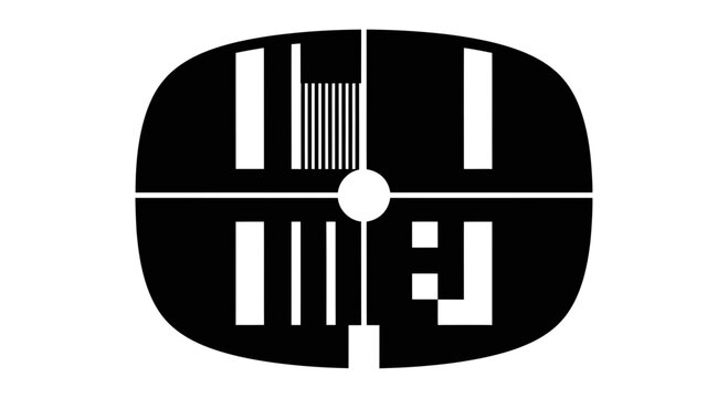 Retro TV Test Pattern Symbol, Vintage Television Broadcast Signal Graphic