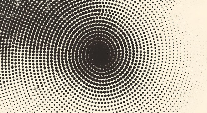 Retro halftone radial dot pattern with grunge texture effect