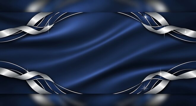 Elegant abstract design with blue silk and silver ribbons for decorative usage