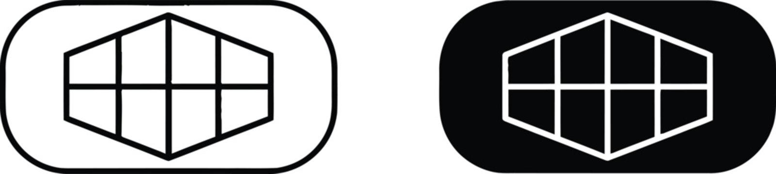 Geometric grid icons featuring rounded rectangle frames and partitioned hexagonal structures for modern user interface navigation