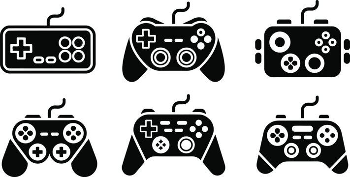 Gamepad and video game controller silhouette vector