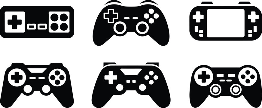 Gamepad and video game controller silhouette vector