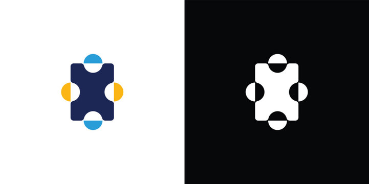 Blue and white stylized of two cartoon ducks facing each other blue duck white duck stylized duck