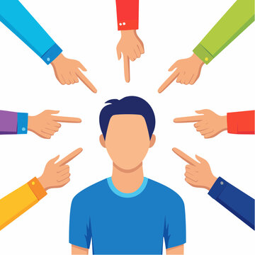 Person Being Blamed or Accused by Multiple Fingers