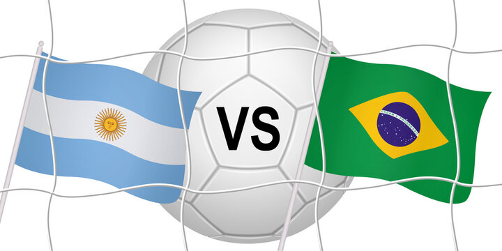Flags of Argentina and Brazil in a football match	