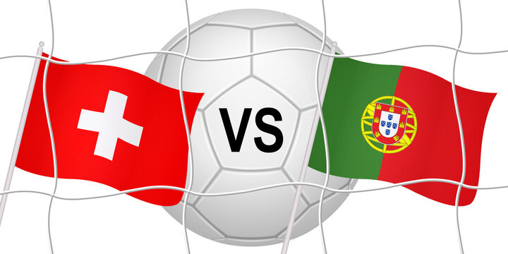 Flags of Switzerland and Portugal in a football match	