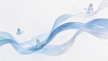 Blue flowing ribbons with butterflies
