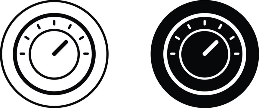 Two circular dial control knobs featuring a minimal line style and a solid fill variation