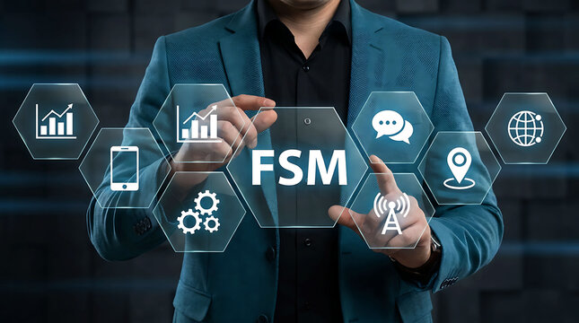 Businessperson Managing Field Service Management FSM Digital Software