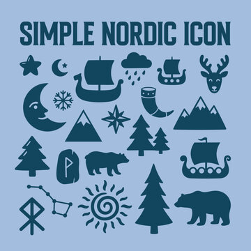 Nordic Symbols Depicting Nature Mythology And Heritage