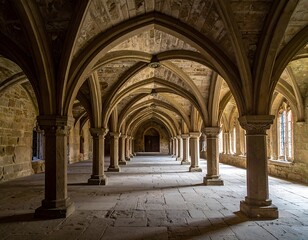 Obraz premium Historic Gothic Architecture Interior Arches Columns.