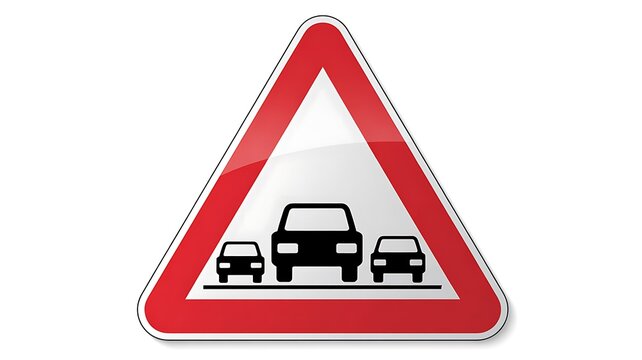 Road sign, traffic warning, vehicle merge, roadwork ahead, triangular sign