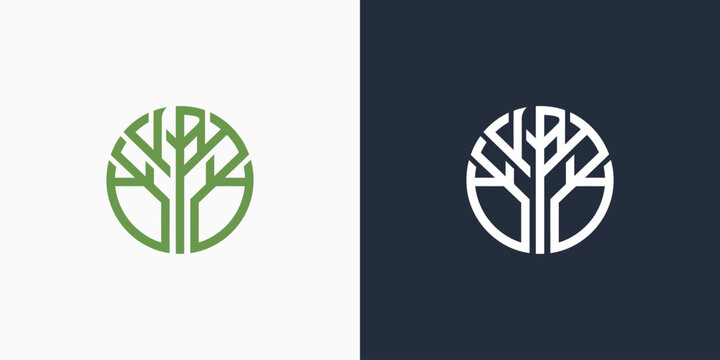 Abstract tree line vector logo design with modern, simple, clean and abstract style.