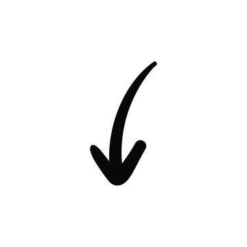 Hand-Drawn Downward Arrow Icon &ndash; Black Doodle Sketch Vector Symbol