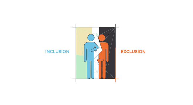Diversity, inclusion, exclusion concept icons, human symbols, social issues, equality